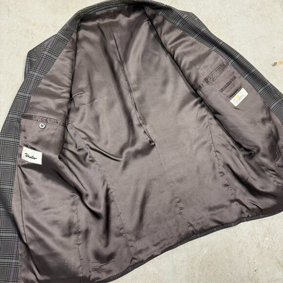 Vintage Windsor 100% Cashmere Blazer Glen Check Sport Coat Brown 42R - Picture 7 of 12